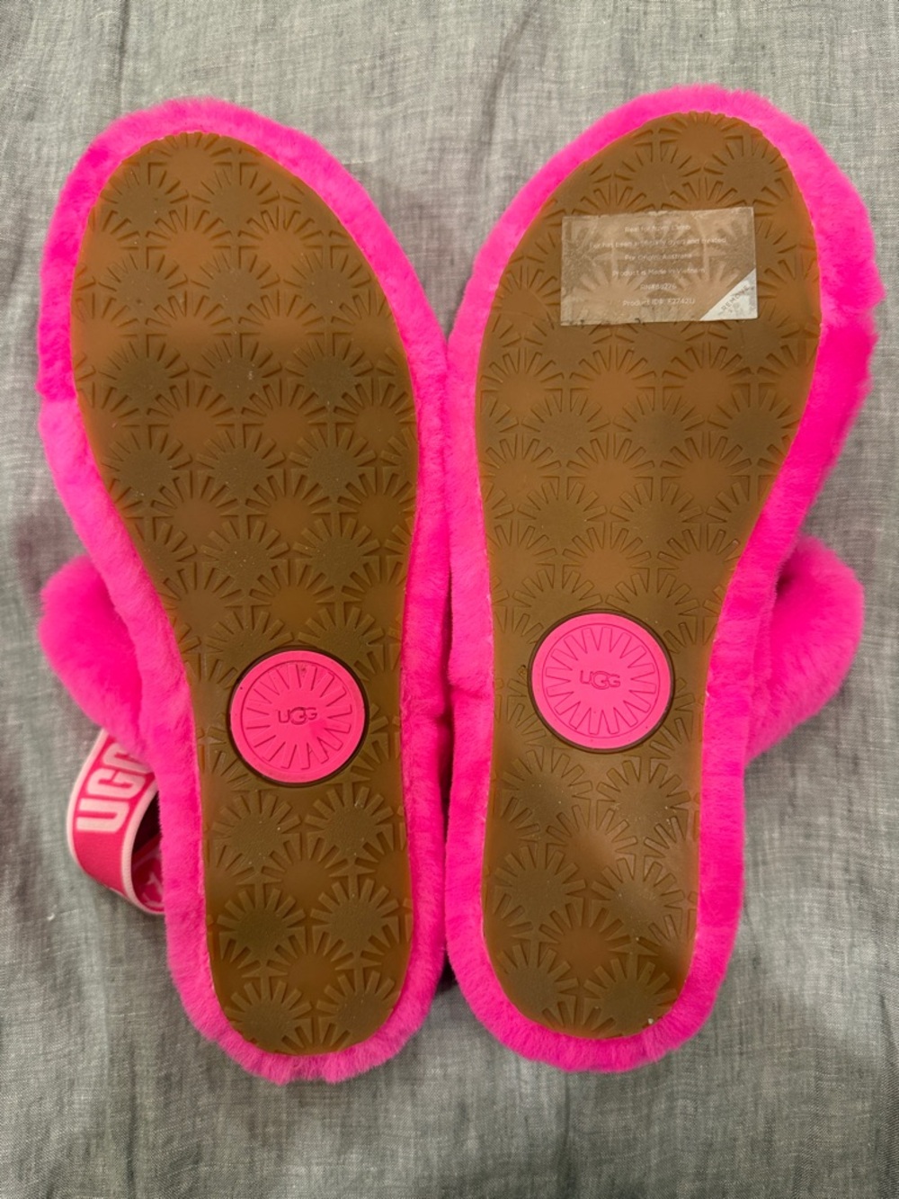 UGG Neon Pink Plush Slide Sandals - Picture 4 of 5